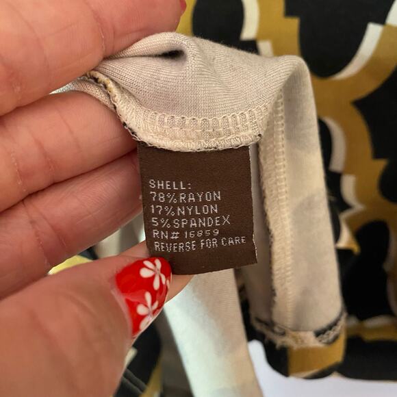 J. McLaughlin Women's Small Catalina Cloth Black Yellow Preppy Knee Length Dress - Picture 9 of 9